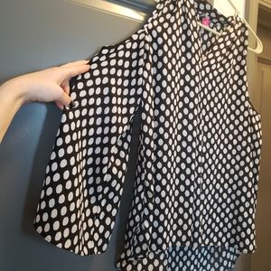 Vince Camuto Cold-Shoulder Polka Dot Blouse